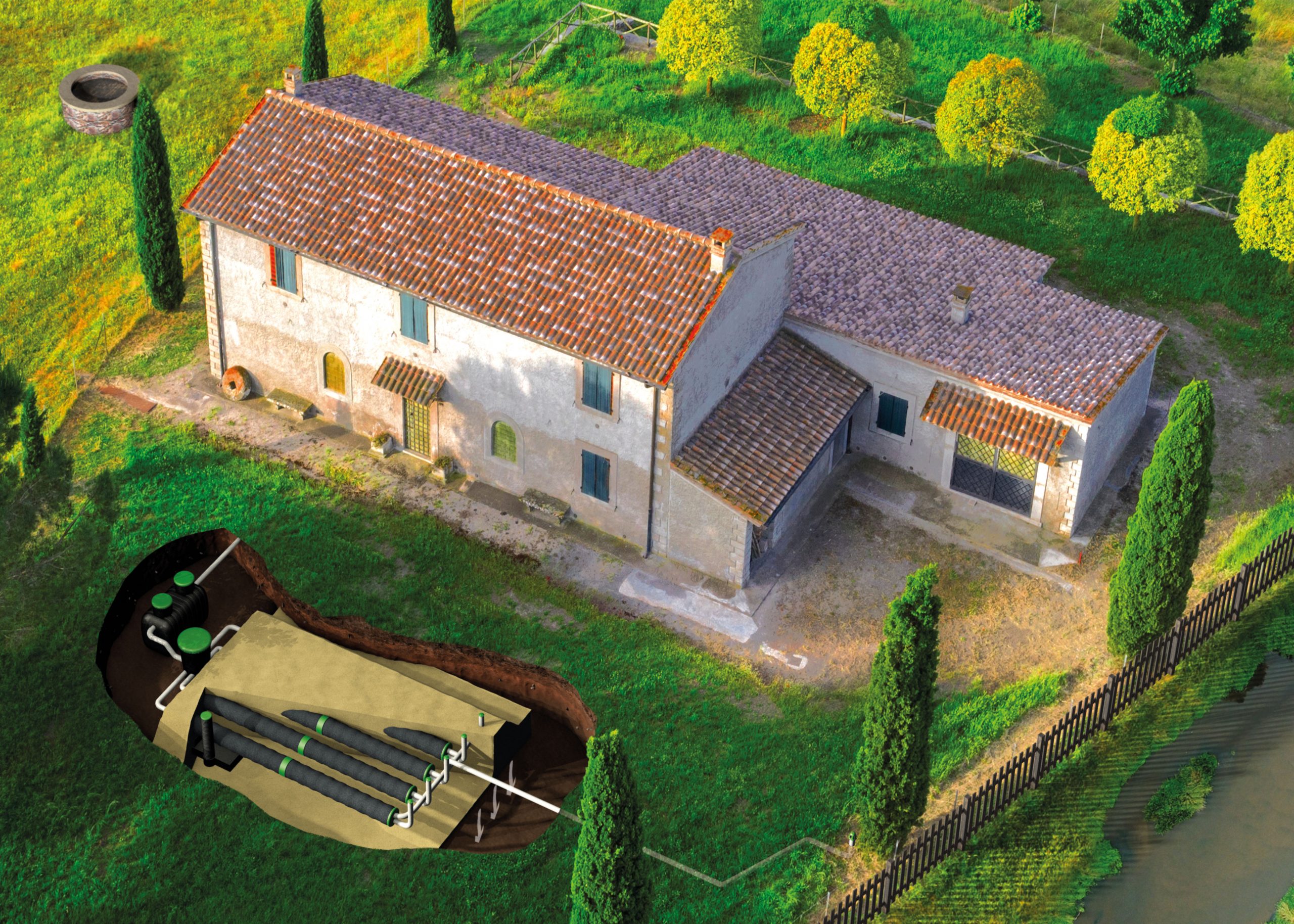 Assainissement individuel : Mise en situation d'un système de traitement EnviroSeptic pour l'assainissement individuel.