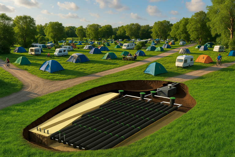 Visuel d'une installation d'assainissement System O)) pour les campings