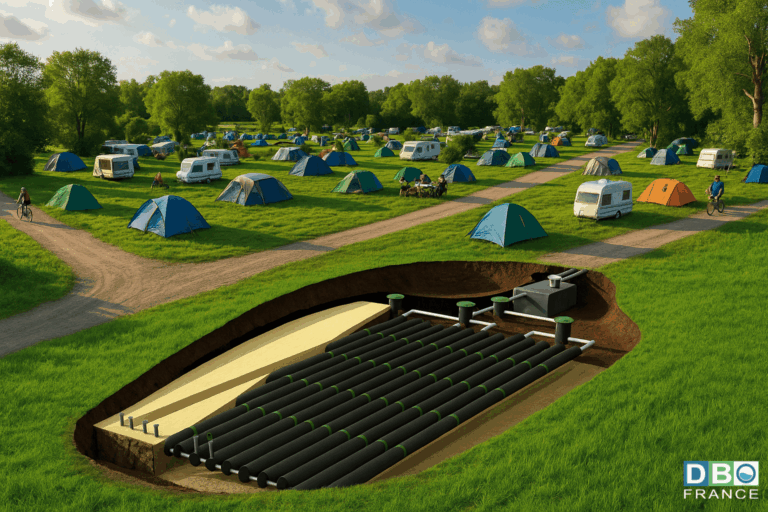 Visuel d'une installation d'assainissement System O)) pour les campings